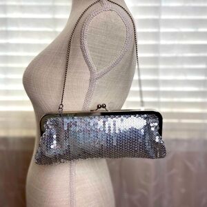 Ann Taylor Loft Silver Sequined Evening Purse
